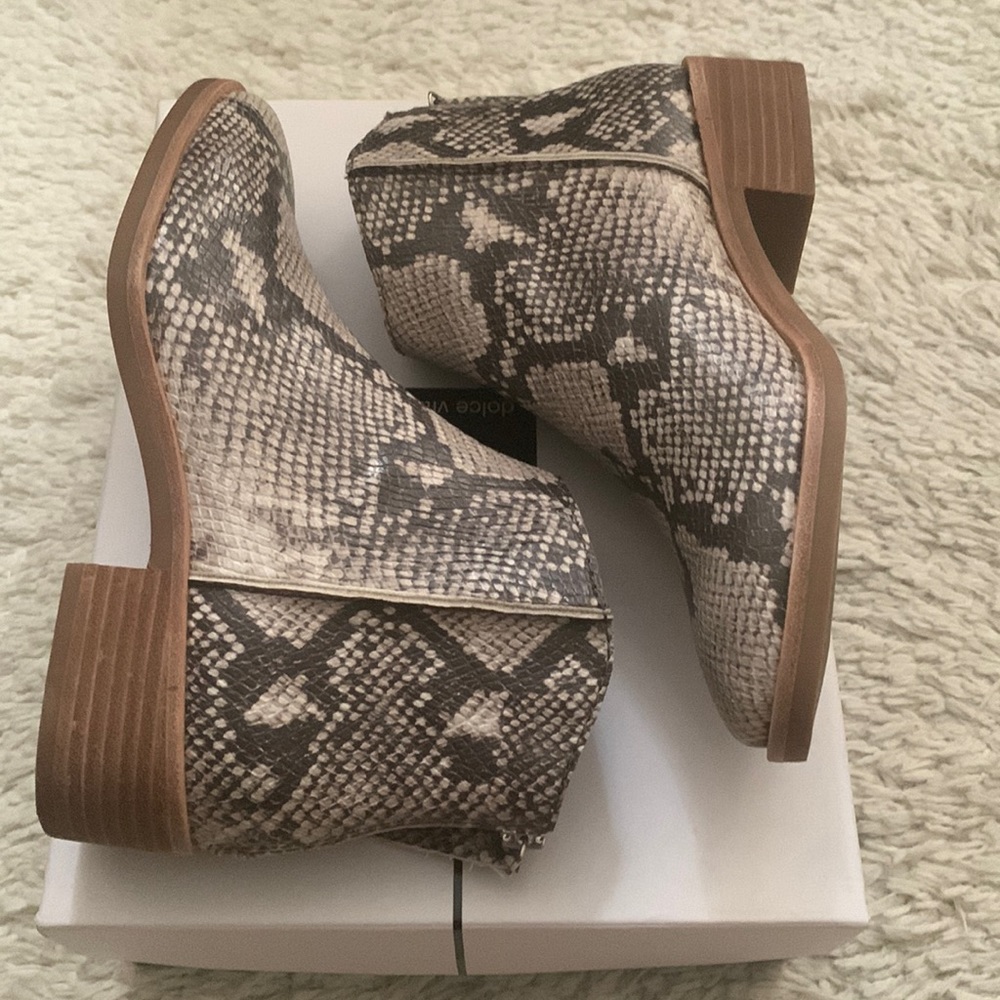 Dolce Vita Brown Cream Faux Snakeskin Bootie